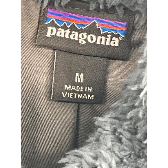 Patagonia Women's Medium Fleece Vest Dark Blue/Gray Sherpa Zip-Up High Collar - Picture 4 of 5